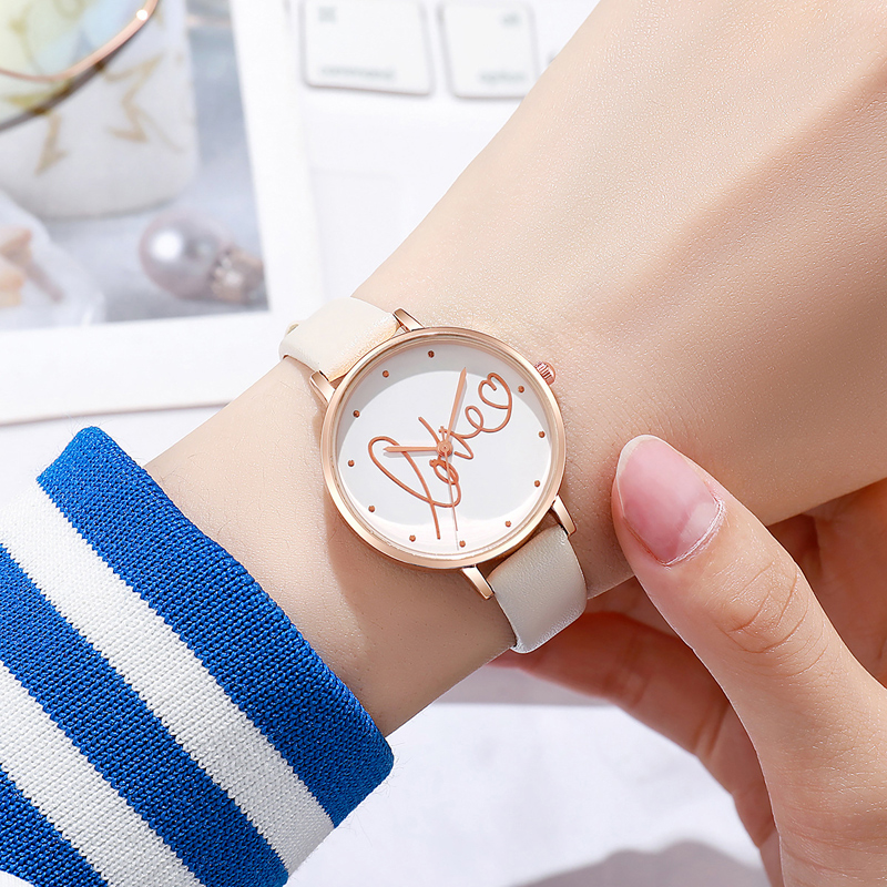 MD-A10164 Fashion women’s watch creative LOVE pattern quartz belt watch women’s
