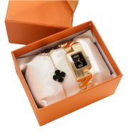MD-S02002 Women’s fashion square personality steel belt quartz watch + black sim
