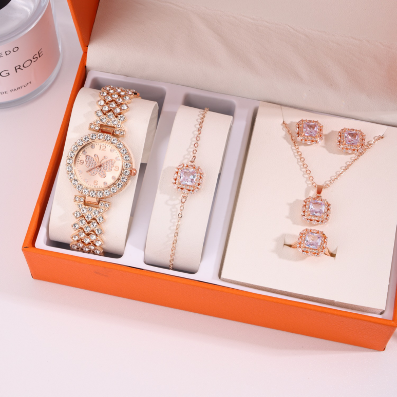 MD-S02014 Women’s new diamond-encrusted fashion steel band butterfly dial quartz